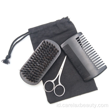 Sisir jenggot hitam berkualitas tinggi dan kuas set